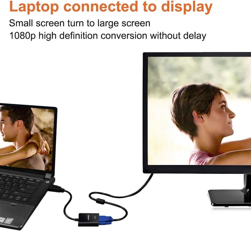 onten HDMI to VGA Cable. HDMI Male to VGA Male Converter with 3.5mm Audio Jack for TV Stick, Raspberry Pi, Laptop, Monitor, PC, Tablet, Digital Camera, Etc (Adapter) - Image 3